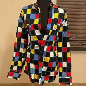 Colorful Checkered Button Down Shirt